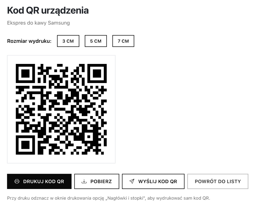 Karta urządzenia w QR System z dokumentacją, DTR i historią serwisu