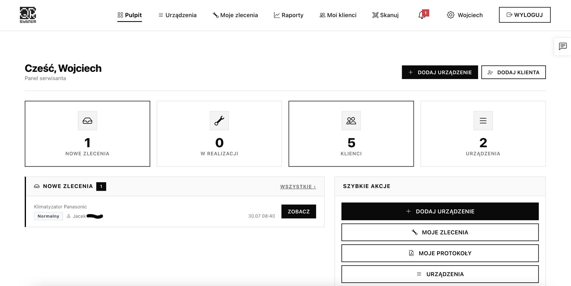 Panel QR System do organizacji zleceń serwisowych