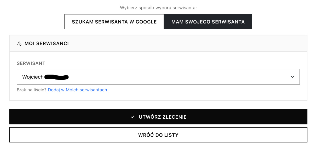 Wybór serwisanta i przypisanie zlecenia w QR System
