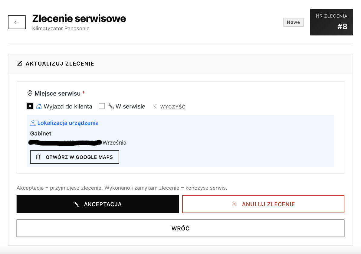 Zlecenie serwisowe i historia urządzenia w QR System